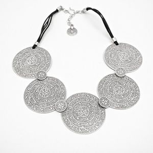 Engraved Pewter Disc & Leather Necklace NWT